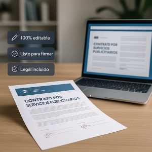 Contrato de servicios publicitarios editable listo para firmar con respaldo legal.